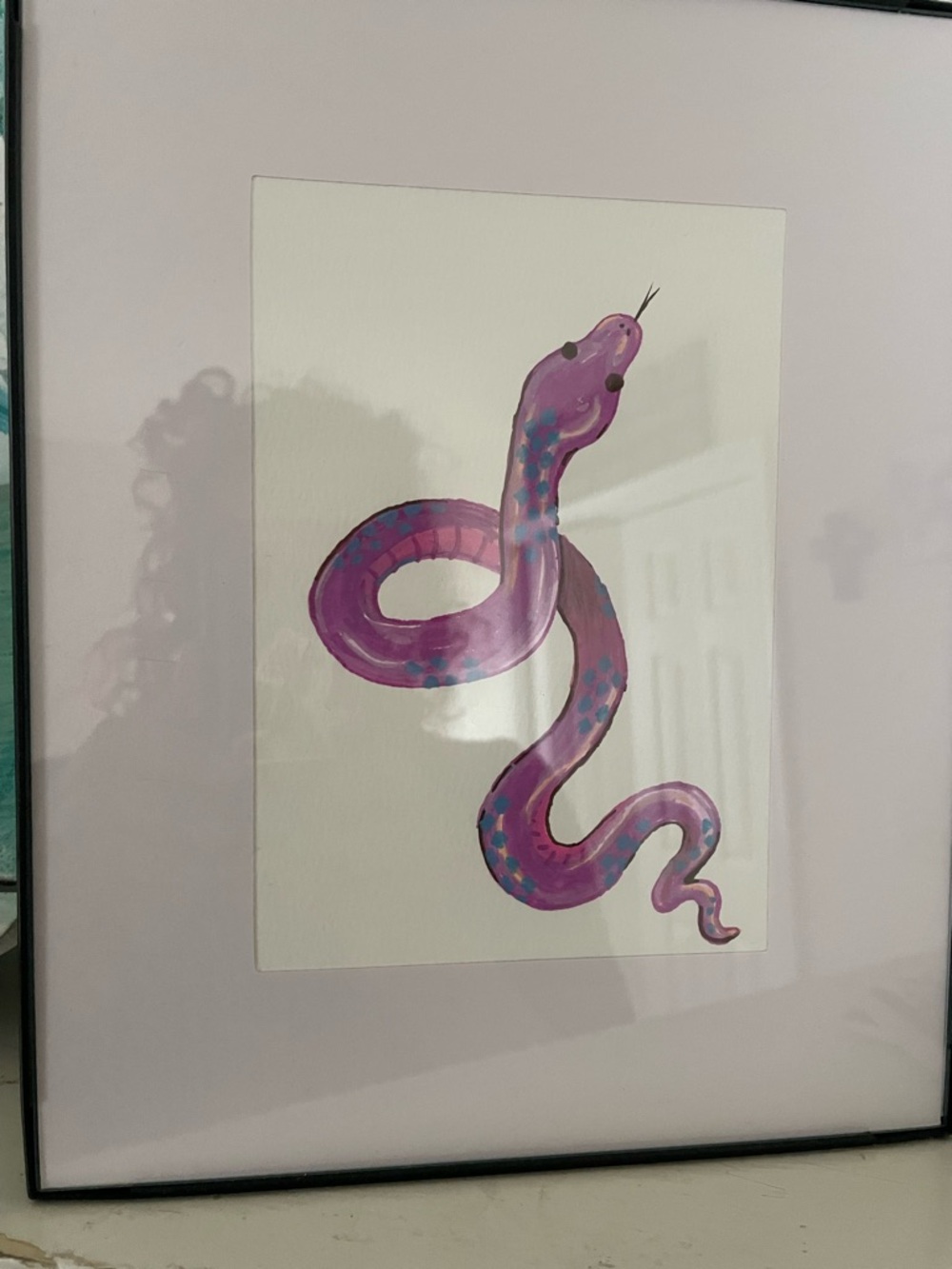 Hand Crafted Pink and Purple Serpent Painting